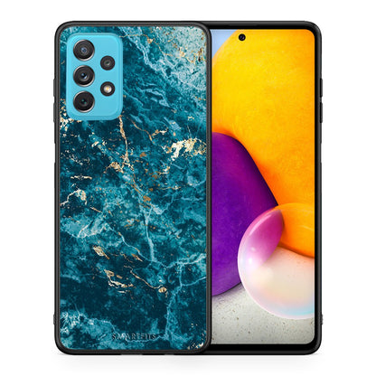 Θήκη Samsung A72 Marble Blue από τη Smartfits με σχέδιο στο πίσω μέρος και μαύρο περίβλημα | Samsung A72 Marble Blue case with colorful back and black bezels