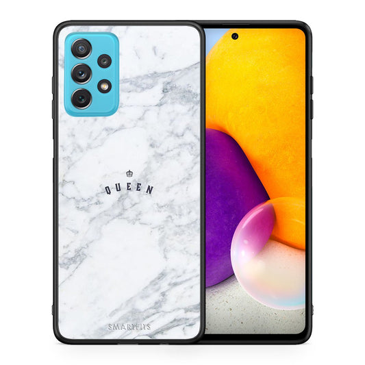 Θήκη Samsung A72 Queen Marble από τη Smartfits με σχέδιο στο πίσω μέρος και μαύρο περίβλημα | Samsung A72 Queen Marble case with colorful back and black bezels
