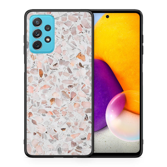 Θήκη Samsung A72 Marble Terrazzo από τη Smartfits με σχέδιο στο πίσω μέρος και μαύρο περίβλημα | Samsung A72 Marble Terrazzo case with colorful back and black bezels