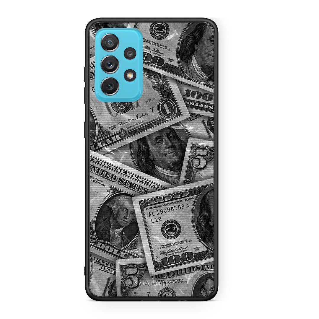 Samsung A72 Money Dollars θήκη από τη Smartfits με σχέδιο στο πίσω μέρος και μαύρο περίβλημα | Smartphone case with colorful back and black bezels by Smartfits