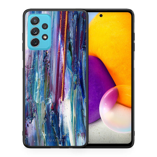 Θήκη Samsung A72 Winter Paint από τη Smartfits με σχέδιο στο πίσω μέρος και μαύρο περίβλημα | Samsung A72 Winter Paint case with colorful back and black bezels