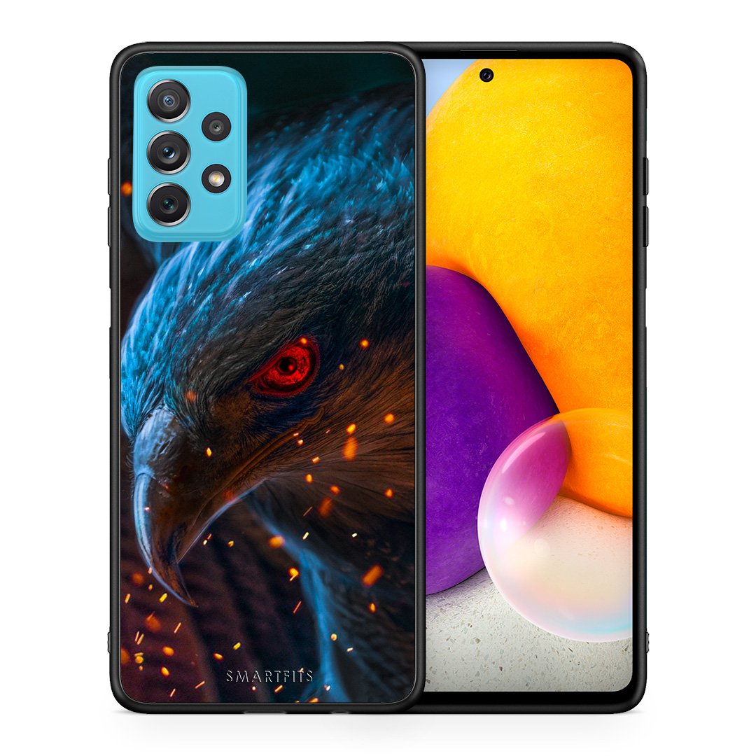 Θήκη Samsung A72 Eagle PopArt από τη Smartfits με σχέδιο στο πίσω μέρος και μαύρο περίβλημα | Samsung A72 Eagle PopArt case with colorful back and black bezels