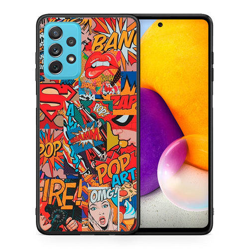 Θήκη Samsung A72 PopArt OMG από τη Smartfits με σχέδιο στο πίσω μέρος και μαύρο περίβλημα | Samsung A72 PopArt OMG case with colorful back and black bezels