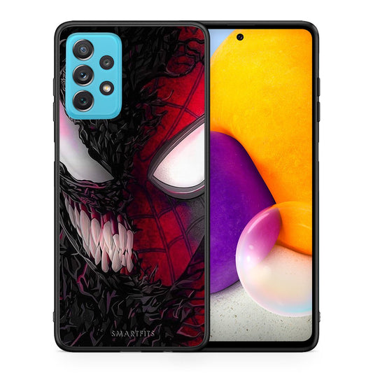 Θήκη Samsung A72 SpiderVenom PopArt από τη Smartfits με σχέδιο στο πίσω μέρος και μαύρο περίβλημα | Samsung A72 SpiderVenom PopArt case with colorful back and black bezels