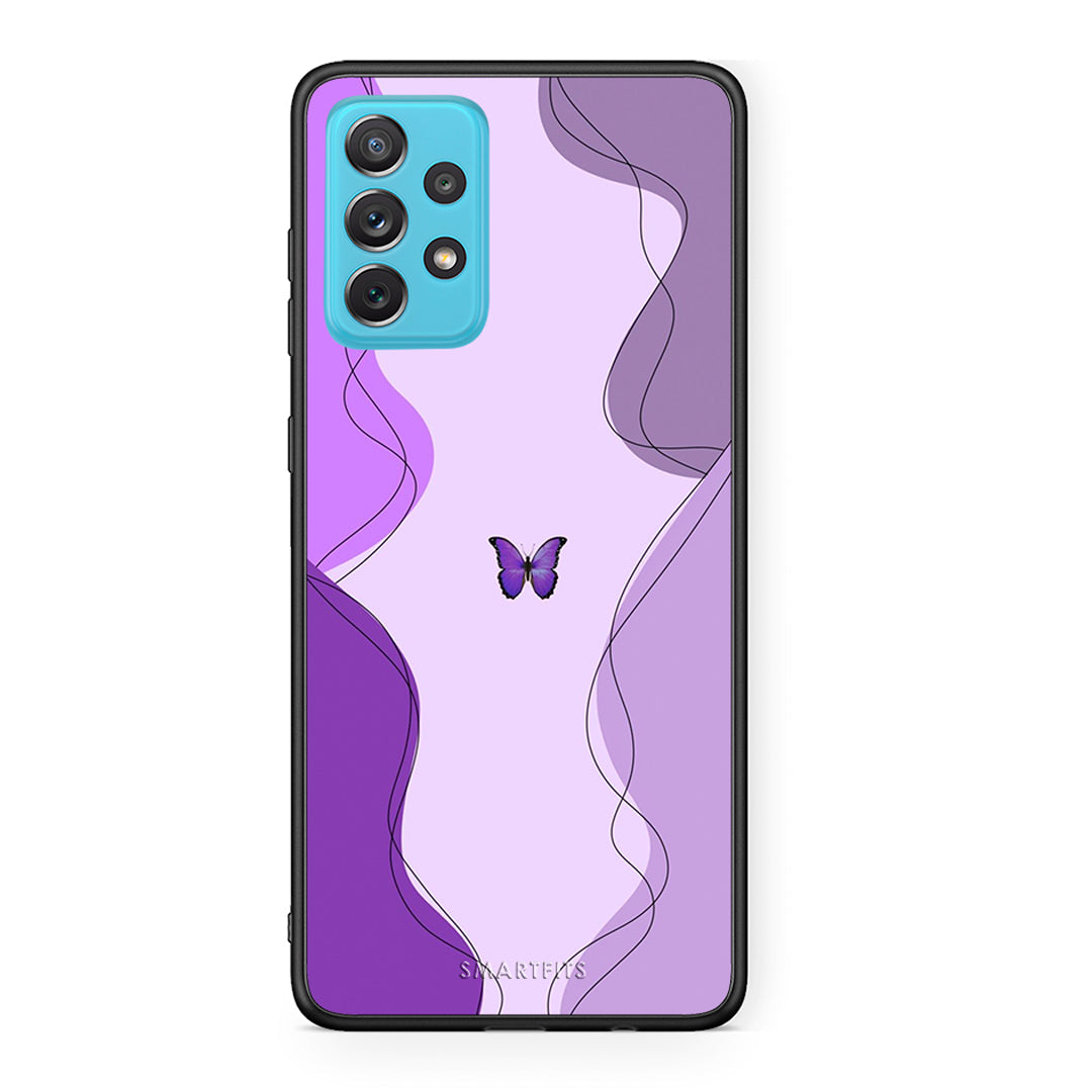 Samsung A72 Purple Mariposa Θήκη Αγίου Βαλεντίνου από τη Smartfits με σχέδιο στο πίσω μέρος και μαύρο περίβλημα | Smartphone case with colorful back and black bezels by Smartfits