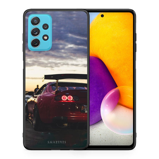 Θήκη Samsung A72 Racing Supra από τη Smartfits με σχέδιο στο πίσω μέρος και μαύρο περίβλημα | Samsung A72 Racing Supra case with colorful back and black bezels