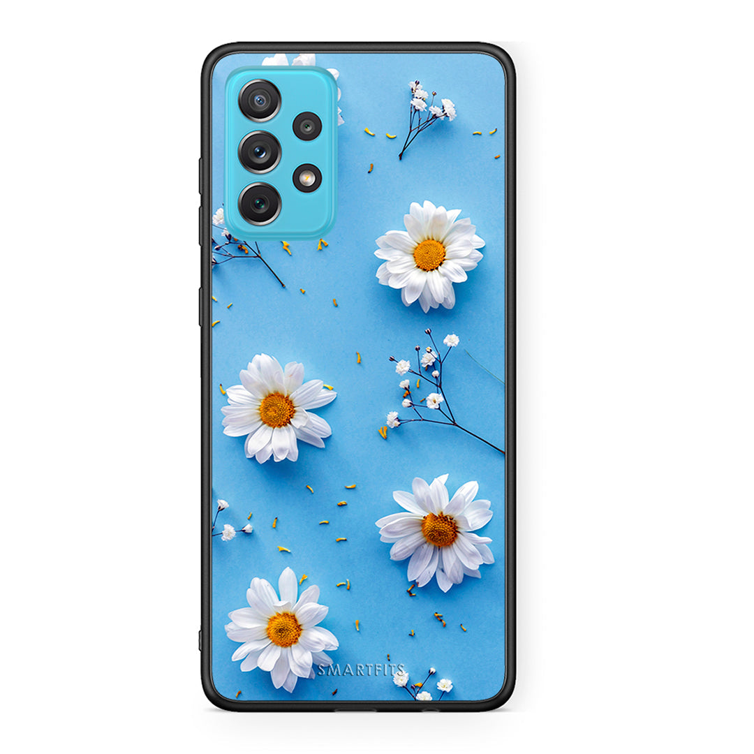 Samsung A72 Real Daisies θήκη από τη Smartfits με σχέδιο στο πίσω μέρος και μαύρο περίβλημα | Smartphone case with colorful back and black bezels by Smartfits