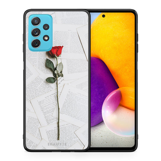 Θήκη Samsung A72 Red Rose από τη Smartfits με σχέδιο στο πίσω μέρος και μαύρο περίβλημα | Samsung A72 Red Rose case with colorful back and black bezels
