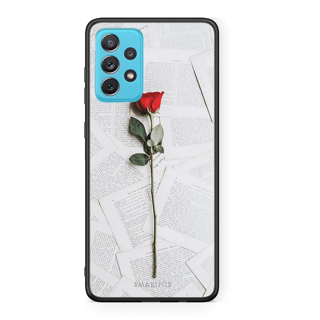 Samsung A72 Red Rose θήκη από τη Smartfits με σχέδιο στο πίσω μέρος και μαύρο περίβλημα | Smartphone case with colorful back and black bezels by Smartfits