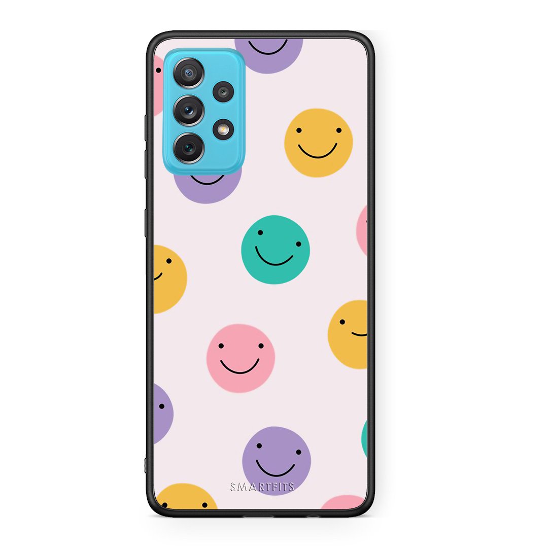 Samsung A72 Smiley Faces θήκη από τη Smartfits με σχέδιο στο πίσω μέρος και μαύρο περίβλημα | Smartphone case with colorful back and black bezels by Smartfits