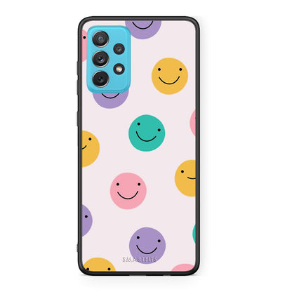 Samsung A72 Smiley Faces θήκη από τη Smartfits με σχέδιο στο πίσω μέρος και μαύρο περίβλημα | Smartphone case with colorful back and black bezels by Smartfits