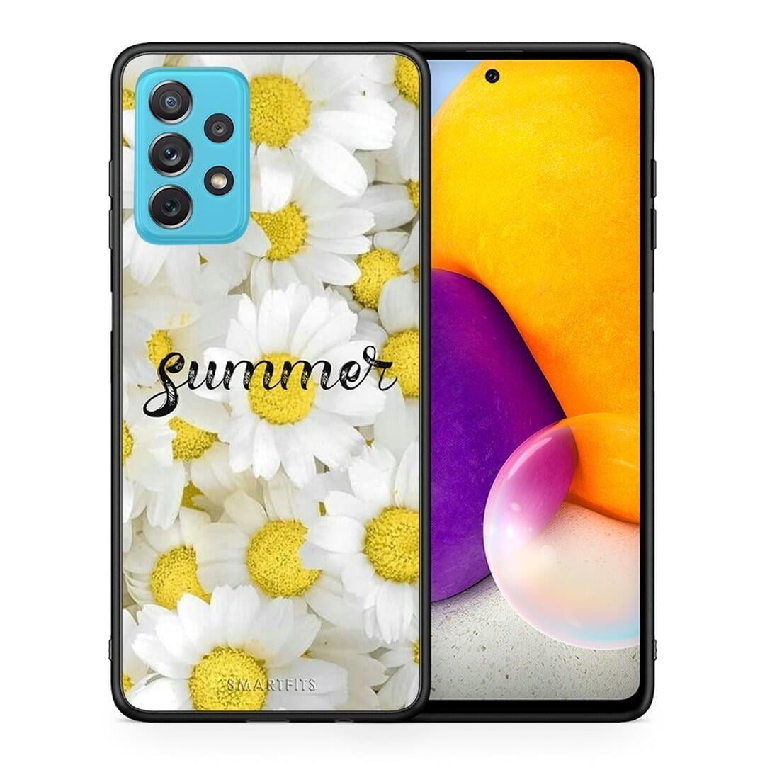 Θήκη Samsung A72 Summer Daisies από τη Smartfits με σχέδιο στο πίσω μέρος και μαύρο περίβλημα | Samsung A72 Summer Daisies case with colorful back and black bezels