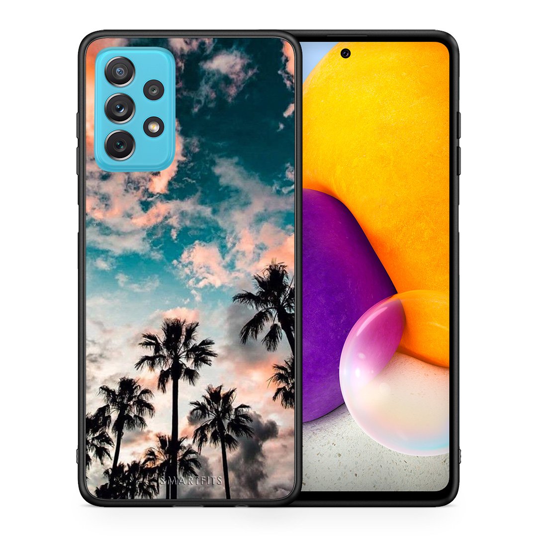 Θήκη Samsung A72 Sky Summer από τη Smartfits με σχέδιο στο πίσω μέρος και μαύρο περίβλημα | Samsung A72 Sky Summer case with colorful back and black bezels