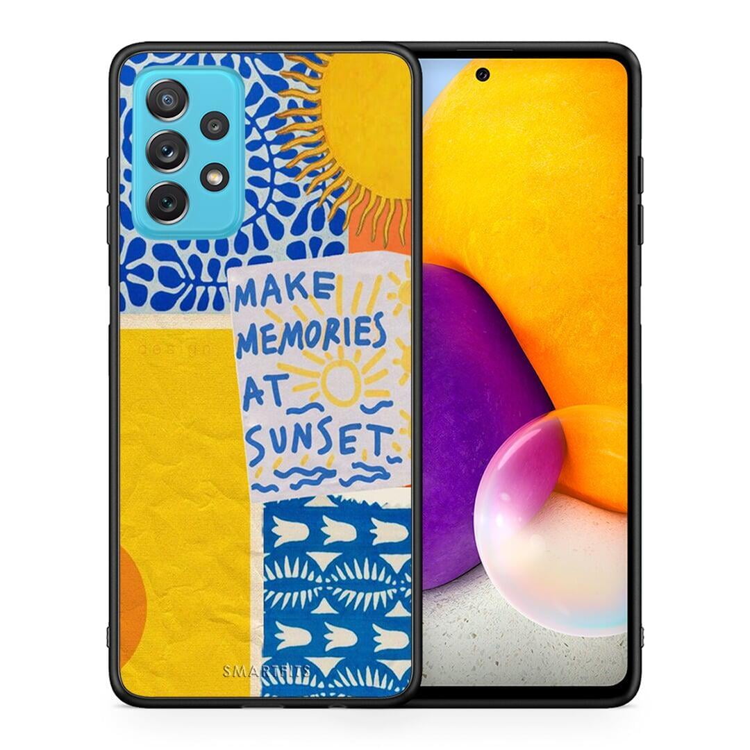 Θήκη Samsung A72 Sunset Memories από τη Smartfits με σχέδιο στο πίσω μέρος και μαύρο περίβλημα | Samsung A72 Sunset Memories case with colorful back and black bezels