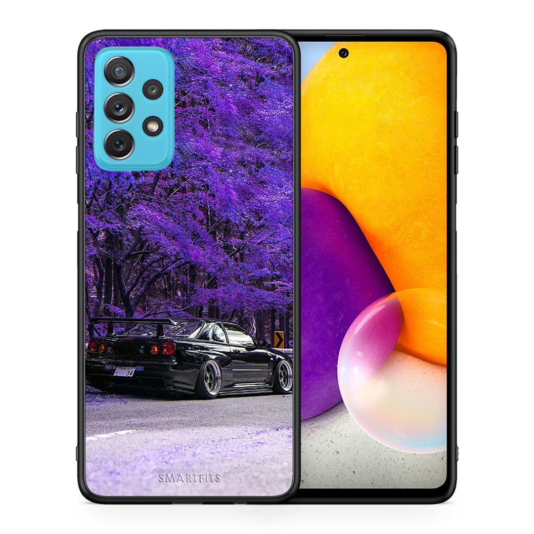 Θήκη Αγίου Βαλεντίνου Samsung A72 Super Car από τη Smartfits με σχέδιο στο πίσω μέρος και μαύρο περίβλημα | Samsung A72 Super Car case with colorful back and black bezels