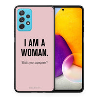 Thumbnail for Θήκη Samsung A72 Superpower Woman από τη Smartfits με σχέδιο στο πίσω μέρος και μαύρο περίβλημα | Samsung A72 Superpower Woman case with colorful back and black bezels