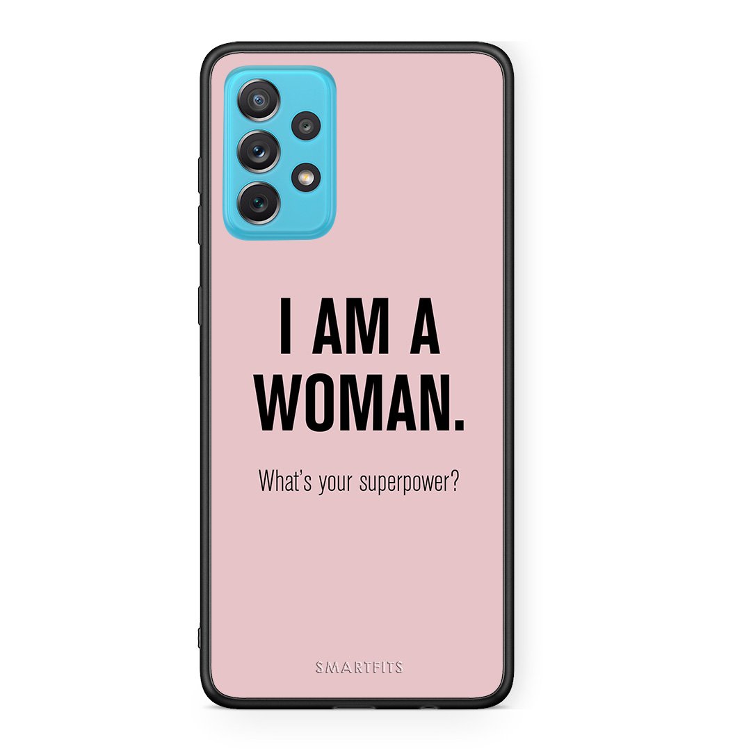 Samsung A72 Superpower Woman θήκη από τη Smartfits με σχέδιο στο πίσω μέρος και μαύρο περίβλημα | Smartphone case with colorful back and black bezels by Smartfits
