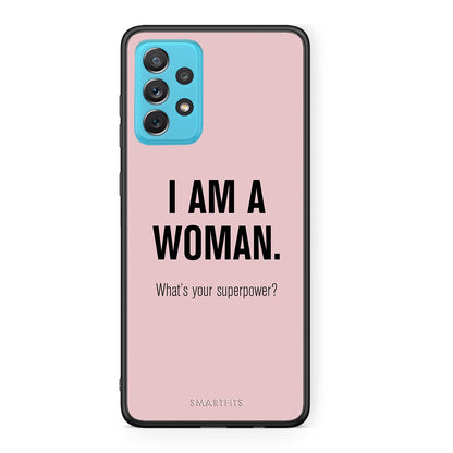Samsung A72 Superpower Woman θήκη από τη Smartfits με σχέδιο στο πίσω μέρος και μαύρο περίβλημα | Smartphone case with colorful back and black bezels by Smartfits