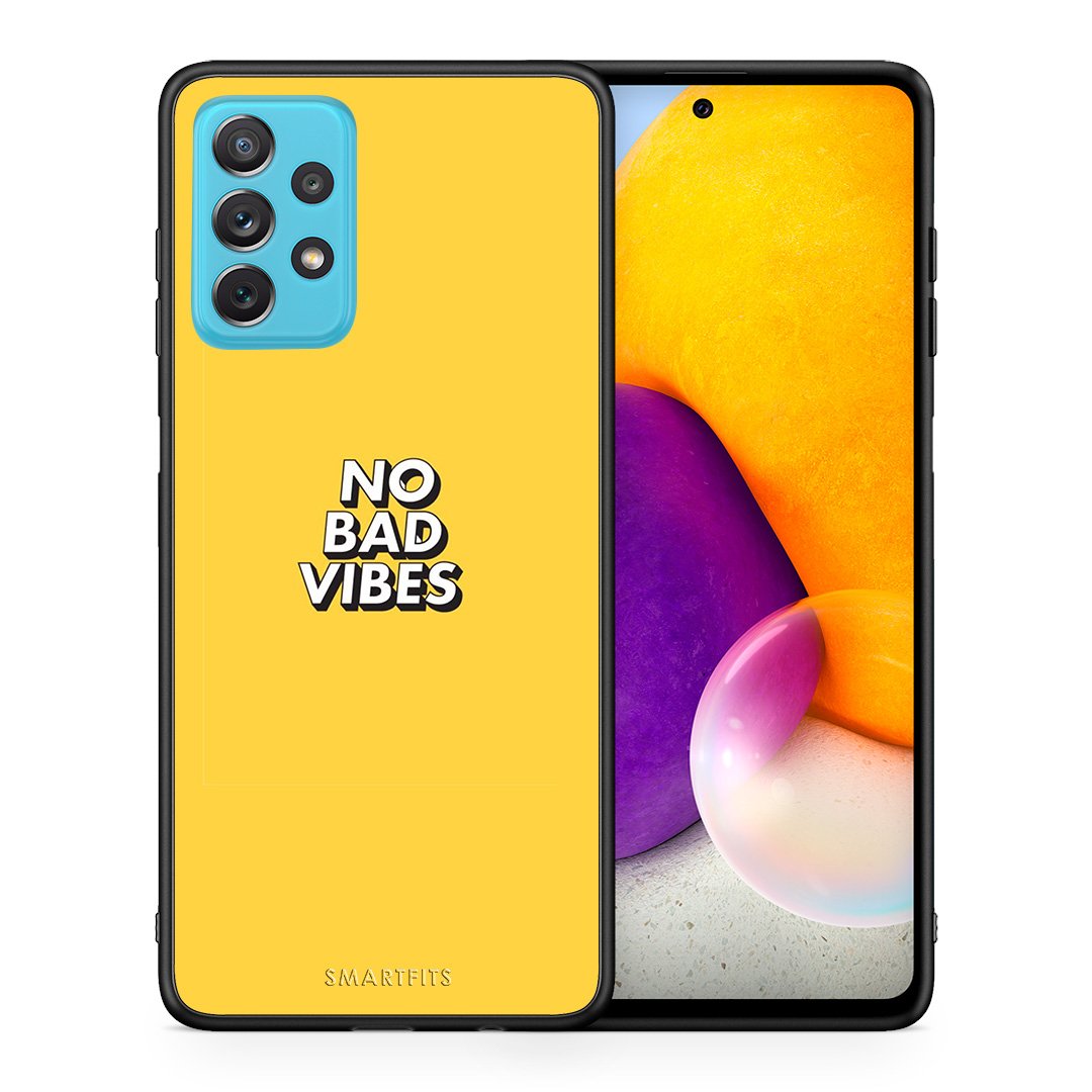 Θήκη Samsung A72 Vibes Text από τη Smartfits με σχέδιο στο πίσω μέρος και μαύρο περίβλημα | Samsung A72 Vibes Text case with colorful back and black bezels