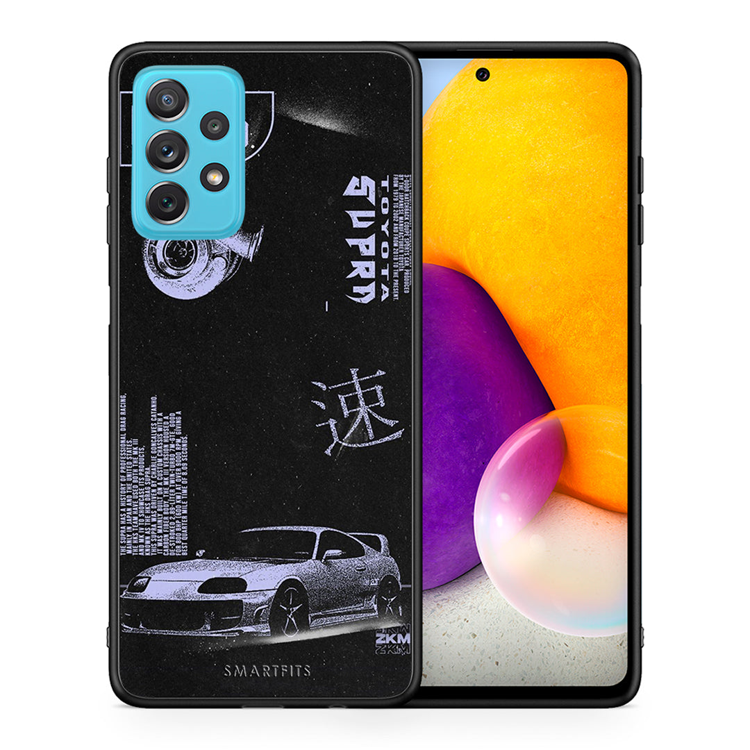 Θήκη Αγίου Βαλεντίνου Samsung A72 Tokyo Drift από τη Smartfits με σχέδιο στο πίσω μέρος και μαύρο περίβλημα | Samsung A72 Tokyo Drift case with colorful back and black bezels