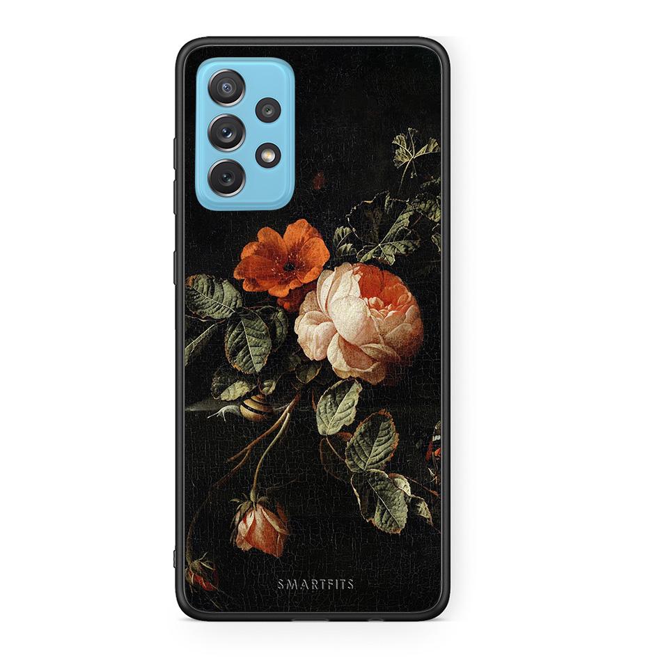 Samsung A72 Vintage Roses θήκη από τη Smartfits με σχέδιο στο πίσω μέρος και μαύρο περίβλημα | Smartphone case with colorful back and black bezels by Smartfits