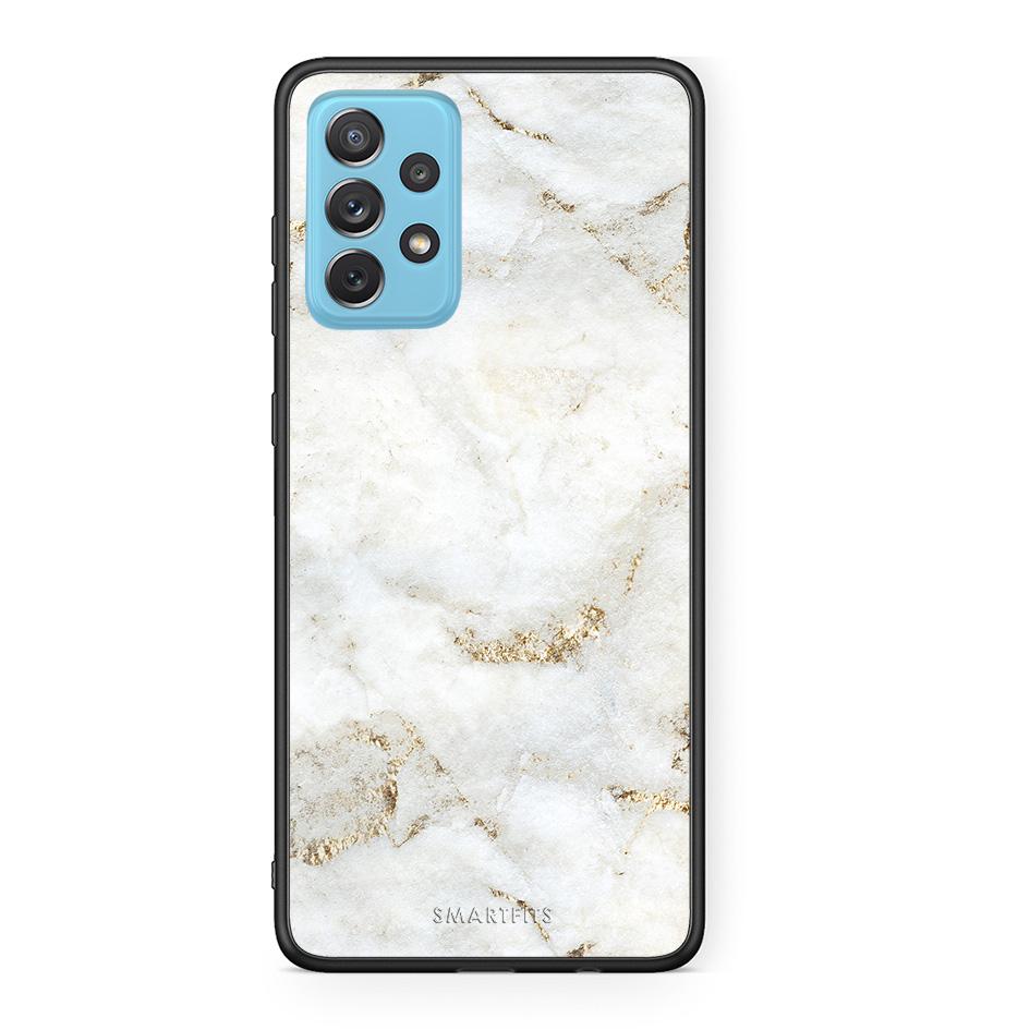 Samsung A72 White Gold Marble θήκη από τη Smartfits με σχέδιο στο πίσω μέρος και μαύρο περίβλημα | Smartphone case with colorful back and black bezels by Smartfits