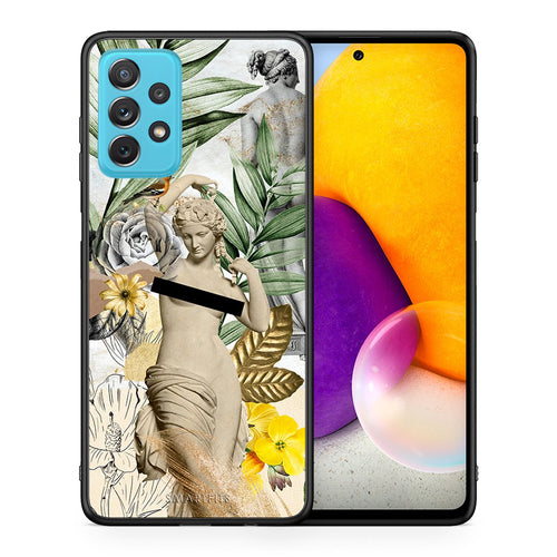 Θήκη Samsung A72 Woman Statue από τη Smartfits με σχέδιο στο πίσω μέρος και μαύρο περίβλημα | Samsung A72 Woman Statue case with colorful back and black bezels