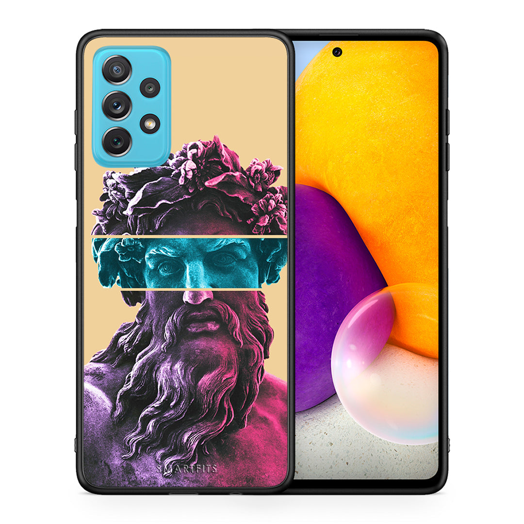 Θήκη Αγίου Βαλεντίνου Samsung A72 Zeus Art από τη Smartfits με σχέδιο στο πίσω μέρος και μαύρο περίβλημα | Samsung A72 Zeus Art case with colorful back and black bezels