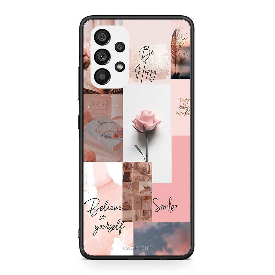 Samsung A73 5G Aesthetic Collage θήκη από τη Smartfits με σχέδιο στο πίσω μέρος και μαύρο περίβλημα | Smartphone case with colorful back and black bezels by Smartfits