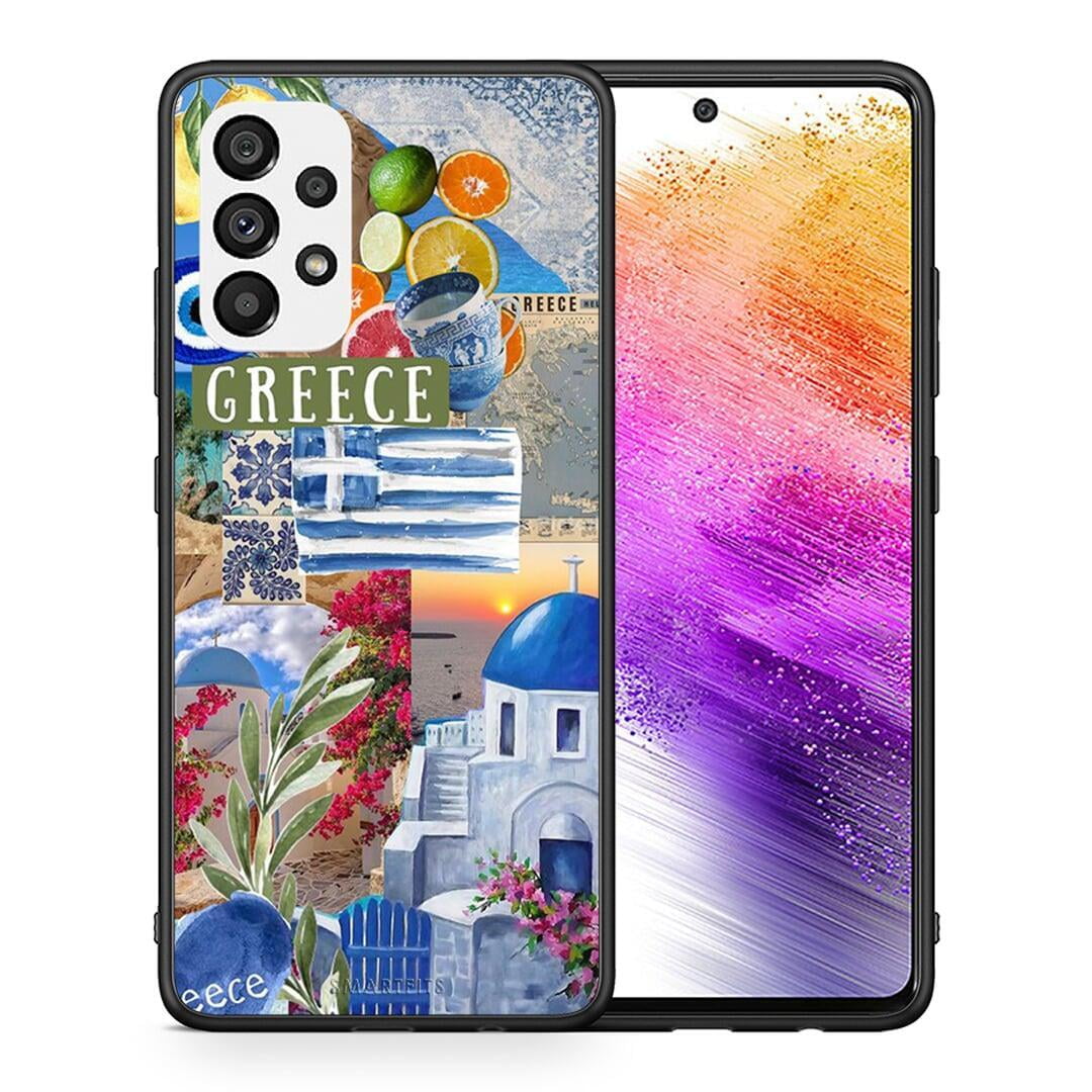 Θήκη Samsung A73 5G All Greek από τη Smartfits με σχέδιο στο πίσω μέρος και μαύρο περίβλημα | Samsung A73 5G All Greek case with colorful back and black bezels