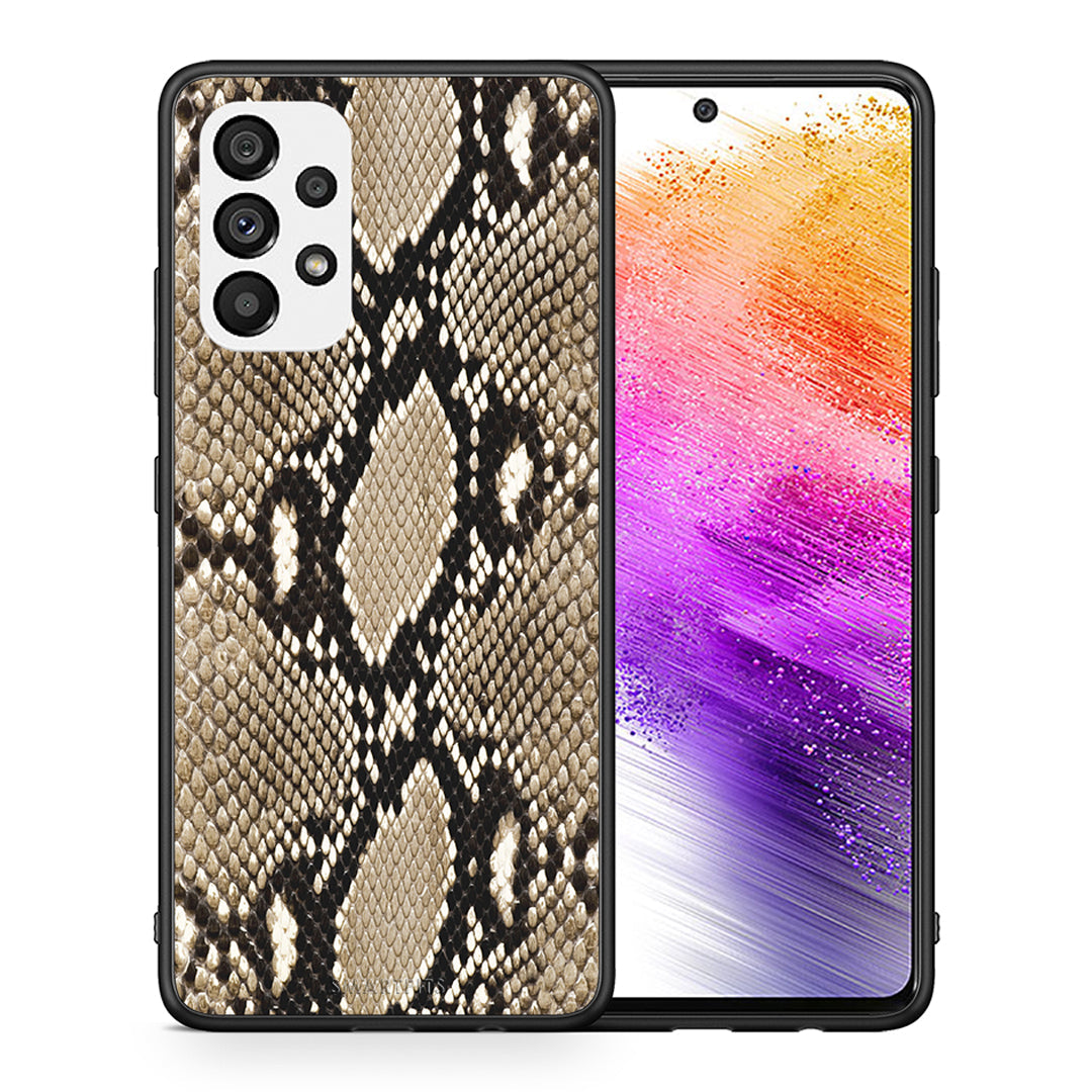 Θήκη Samsung A73 5G Fashion Snake Animal από τη Smartfits με σχέδιο στο πίσω μέρος και μαύρο περίβλημα | Samsung A73 5G Fashion Snake Animal case with colorful back and black bezels