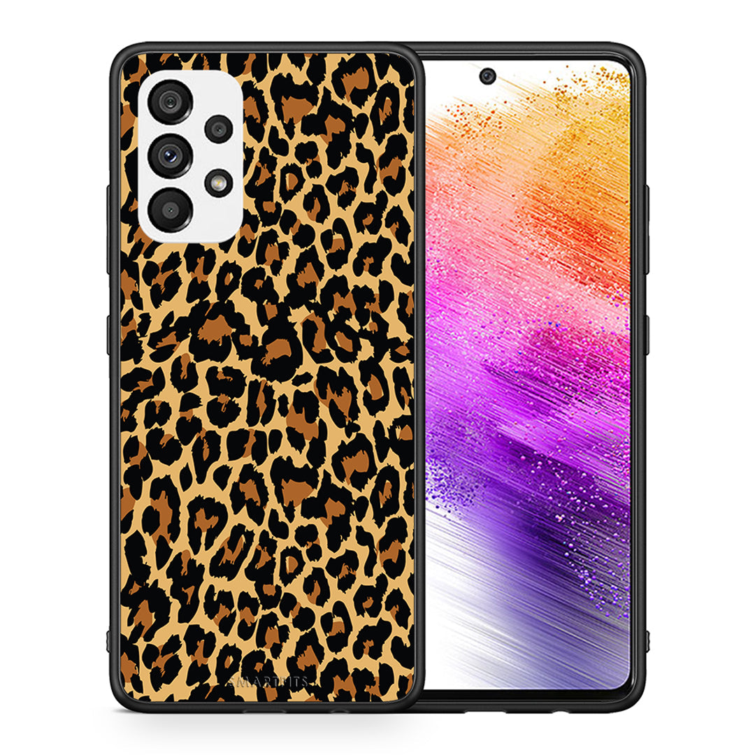 Θήκη Samsung A73 5G Leopard Animal από τη Smartfits με σχέδιο στο πίσω μέρος και μαύρο περίβλημα | Samsung A73 5G Leopard Animal case with colorful back and black bezels