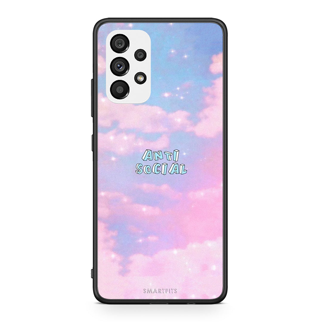 Samsung A73 5G Anti Social Θήκη Αγίου Βαλεντίνου από τη Smartfits με σχέδιο στο πίσω μέρος και μαύρο περίβλημα | Smartphone case with colorful back and black bezels by Smartfits