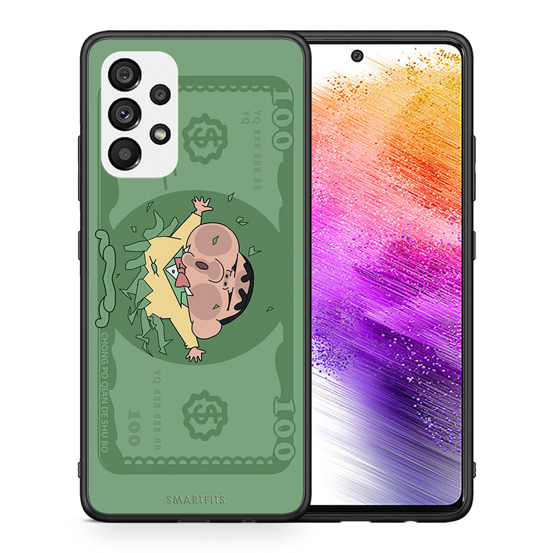 Θήκη Αγίου Βαλεντίνου Samsung A73 5G Big Money από τη Smartfits με σχέδιο στο πίσω μέρος και μαύρο περίβλημα | Samsung A73 5G Big Money case with colorful back and black bezels