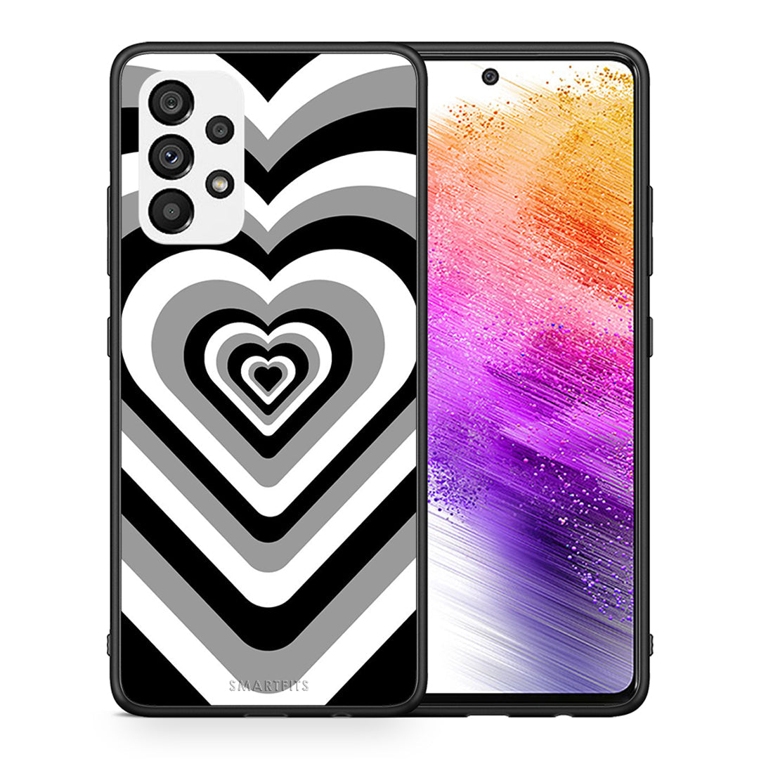 Θήκη Samsung A73 5G Black Hearts από τη Smartfits με σχέδιο στο πίσω μέρος και μαύρο περίβλημα | Samsung A73 5G Black Hearts case with colorful back and black bezels
