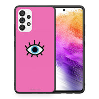 Thumbnail for Θήκη Samsung A73 5G Blue Eye Pink από τη Smartfits με σχέδιο στο πίσω μέρος και μαύρο περίβλημα | Samsung A73 5G Blue Eye Pink case with colorful back and black bezels