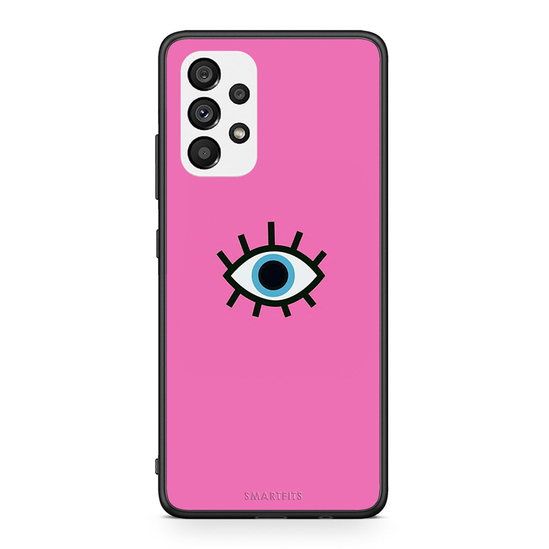 Samsung A73 5G Blue Eye Pink θήκη από τη Smartfits με σχέδιο στο πίσω μέρος και μαύρο περίβλημα | Smartphone case with colorful back and black bezels by Smartfits