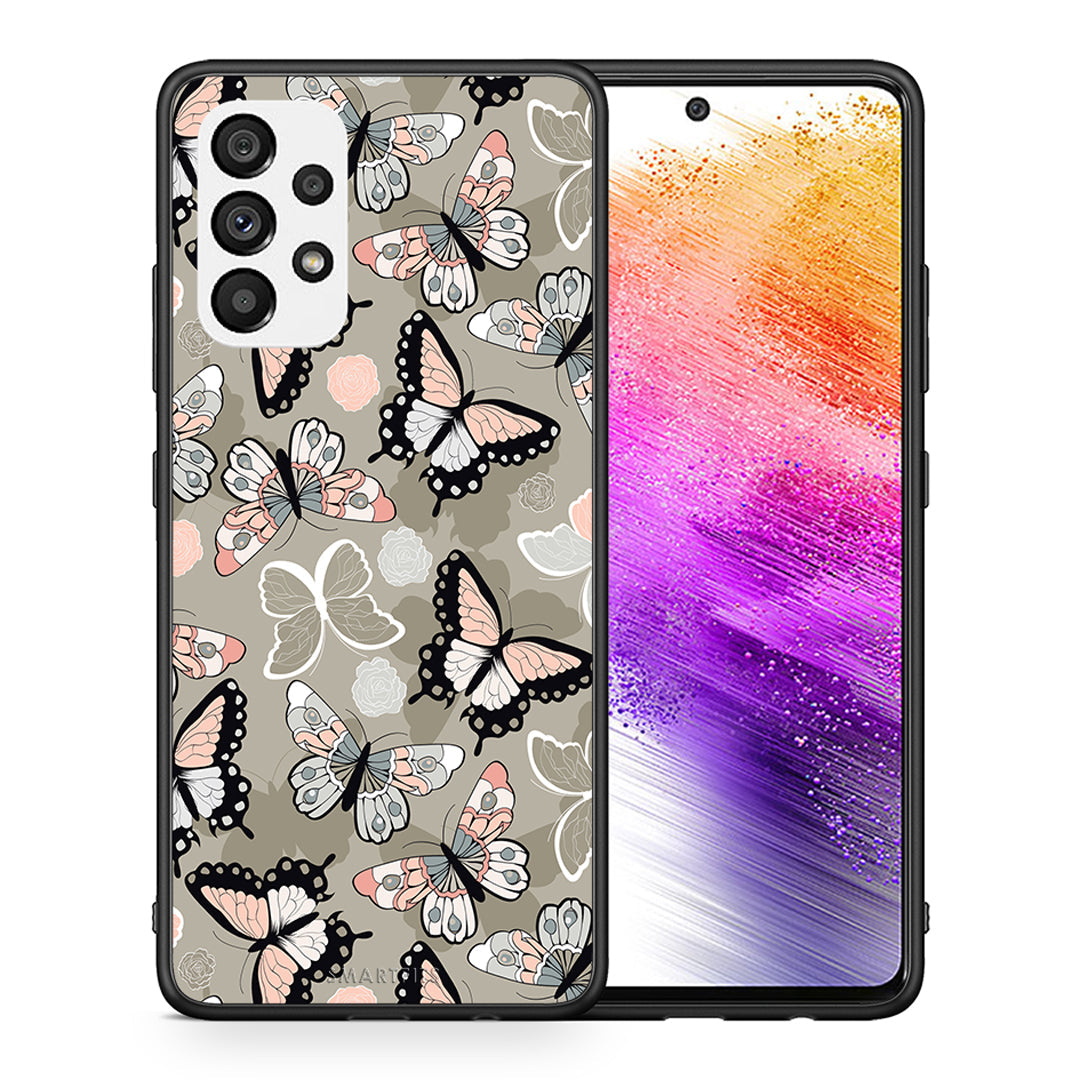 Θήκη Samsung A73 5G Butterflies Boho από τη Smartfits με σχέδιο στο πίσω μέρος και μαύρο περίβλημα | Samsung A73 5G Butterflies Boho case with colorful back and black bezels