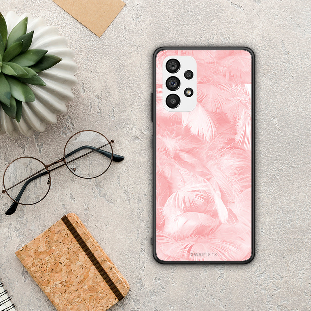 Boho Pink Feather - Samsung Galaxy A73 5G θήκη