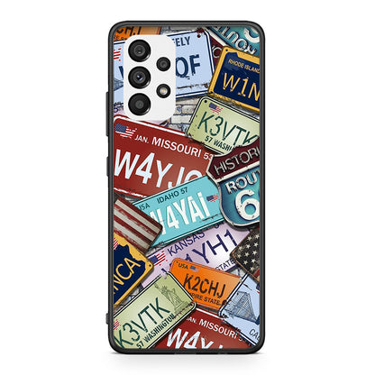Samsung A73 5G Car Plates θήκη από τη Smartfits με σχέδιο στο πίσω μέρος και μαύρο περίβλημα | Smartphone case with colorful back and black bezels by Smartfits