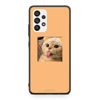 Thumbnail for Samsung A73 5G Cat Tongue θήκη από τη Smartfits με σχέδιο στο πίσω μέρος και μαύρο περίβλημα | Smartphone case with colorful back and black bezels by Smartfits