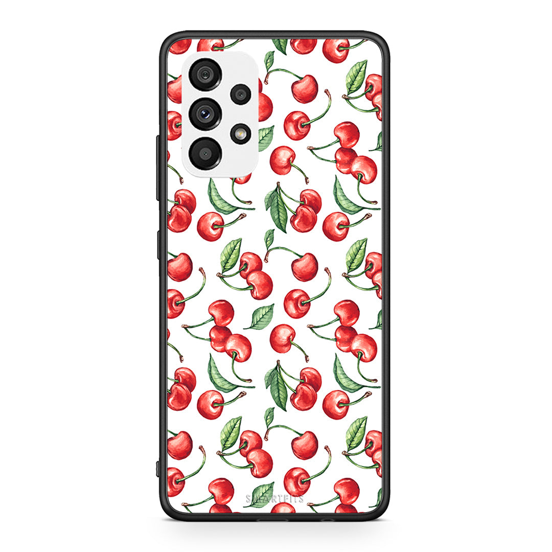 Samsung A73 5G Cherry Summer θήκη από τη Smartfits με σχέδιο στο πίσω μέρος και μαύρο περίβλημα | Smartphone case with colorful back and black bezels by Smartfits