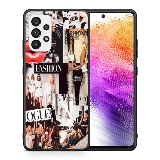 Θήκη Αγίου Βαλεντίνου Samsung A73 5G Collage Fashion από τη Smartfits με σχέδιο στο πίσω μέρος και μαύρο περίβλημα | Samsung A73 5G Collage Fashion case with colorful back and black bezels
