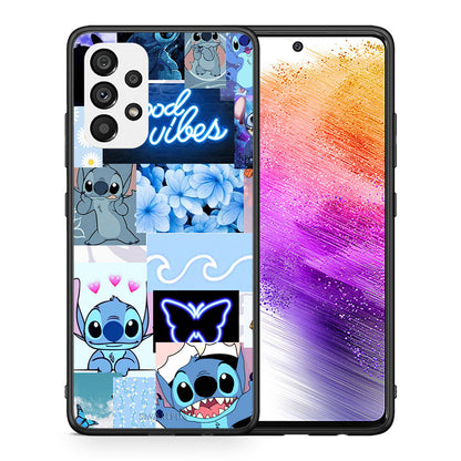 Θήκη Αγίου Βαλεντίνου Samsung A73 5G Collage Good Vibes από τη Smartfits με σχέδιο στο πίσω μέρος και μαύρο περίβλημα | Samsung A73 5G Collage Good Vibes case with colorful back and black bezels