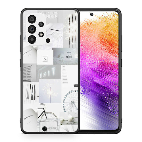 Θήκη Αγίου Βαλεντίνου Samsung A73 5G Collage Make Me Wonder από τη Smartfits με σχέδιο στο πίσω μέρος και μαύρο περίβλημα | Samsung A73 5G Collage Make Me Wonder case with colorful back and black bezels