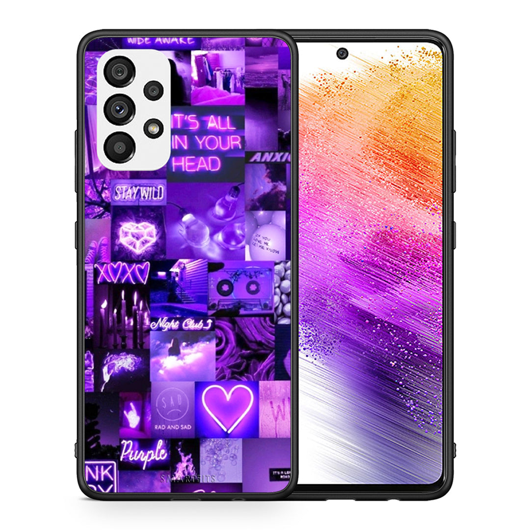 Θήκη Αγίου Βαλεντίνου Samsung A73 5G Collage Stay Wild από τη Smartfits με σχέδιο στο πίσω μέρος και μαύρο περίβλημα | Samsung A73 5G Collage Stay Wild case with colorful back and black bezels