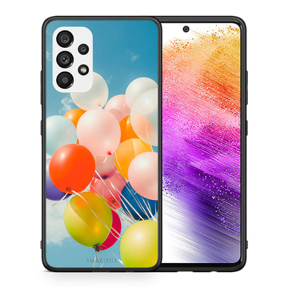 Θήκη Samsung A73 5G Colorful Balloons από τη Smartfits με σχέδιο στο πίσω μέρος και μαύρο περίβλημα | Samsung A73 5G Colorful Balloons case with colorful back and black bezels