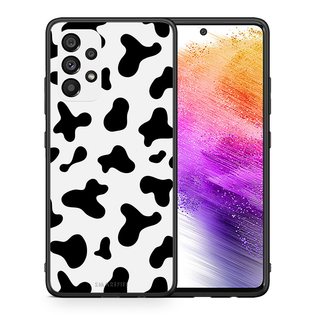Θήκη Samsung A73 5G Cow Print από τη Smartfits με σχέδιο στο πίσω μέρος και μαύρο περίβλημα | Samsung A73 5G Cow Print case with colorful back and black bezels