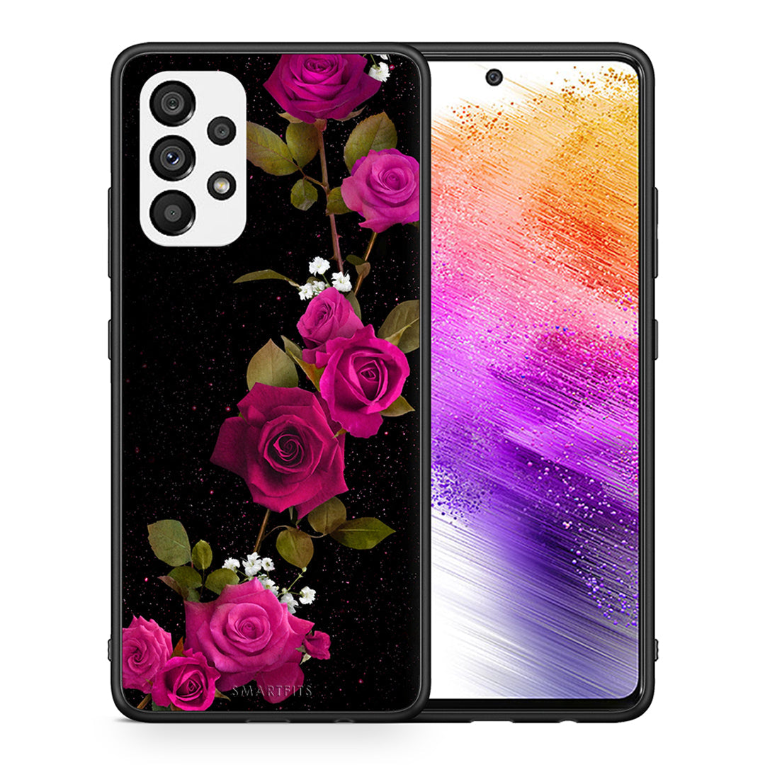 Θήκη Samsung A73 5G Red Roses Flower από τη Smartfits με σχέδιο στο πίσω μέρος και μαύρο περίβλημα | Samsung A73 5G Red Roses Flower case with colorful back and black bezels