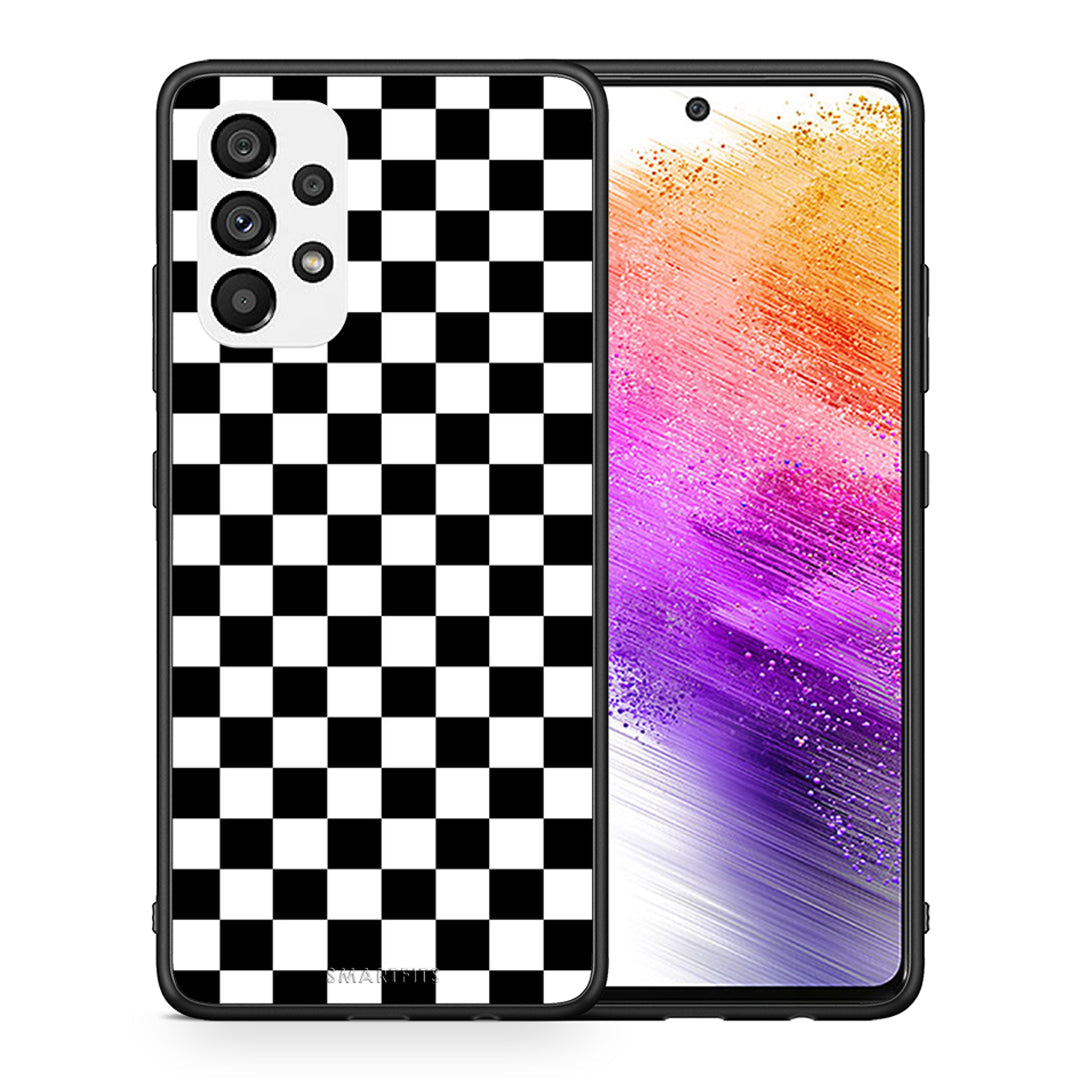 Θήκη Samsung A73 5G Squares Geometric από τη Smartfits με σχέδιο στο πίσω μέρος και μαύρο περίβλημα | Samsung A73 5G Squares Geometric case with colorful back and black bezels